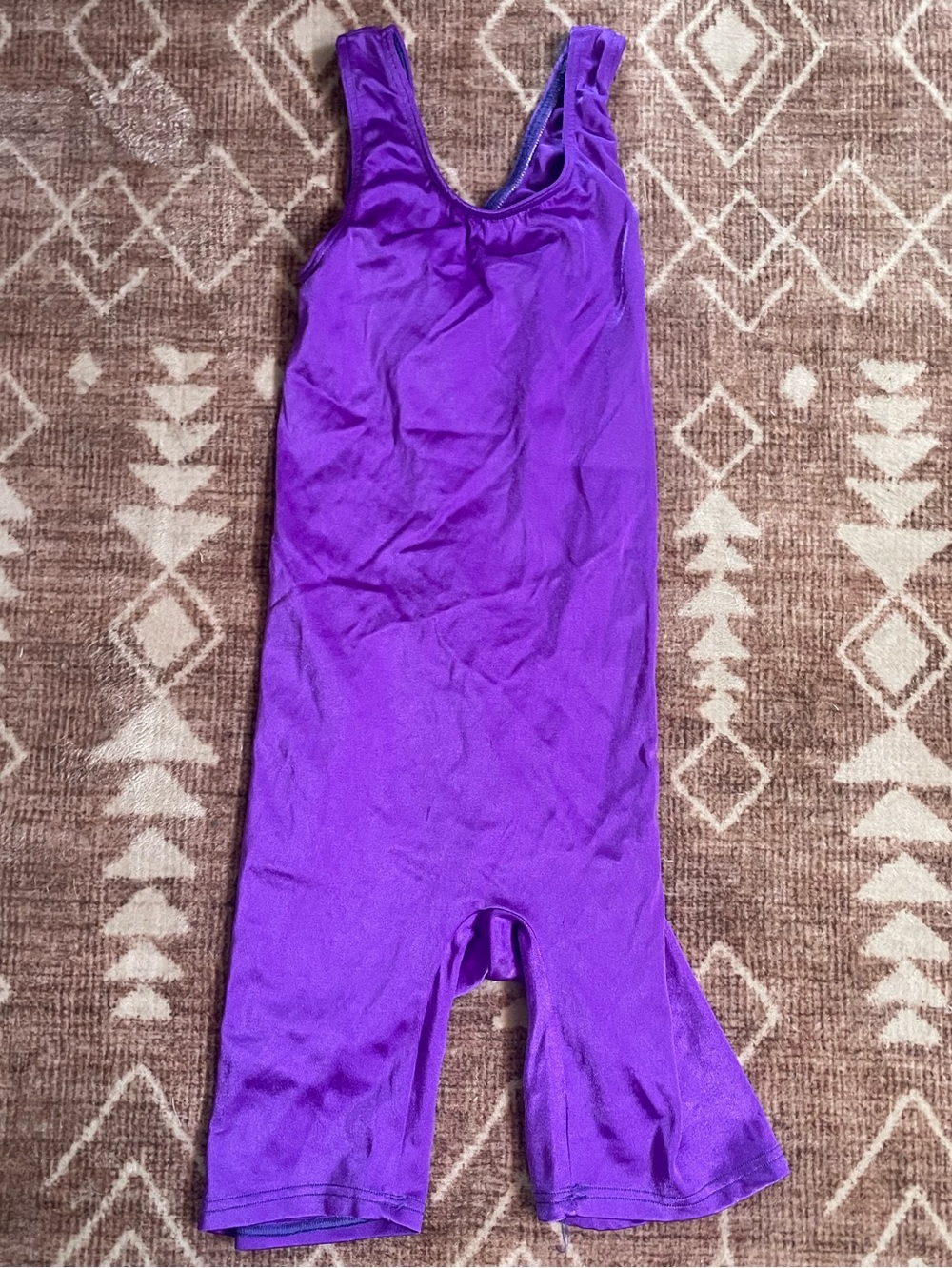 Vintage 80s Electric Purple Shiny Spandex Unitard biketard shorts Bodysuit S